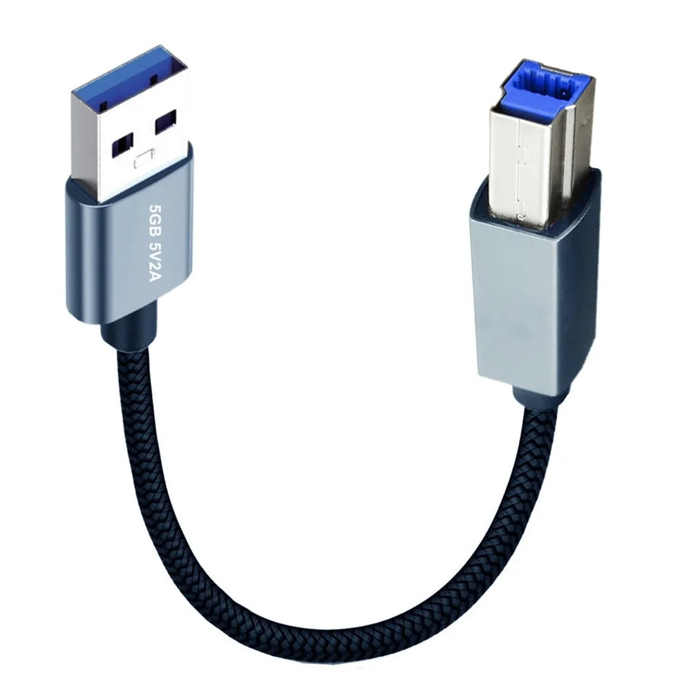 U3-075-BM 0.3m USB 3.0 Type-A Male to Standard 3.0 B Male Cable Silver Shell 5Gbps Data Transmission Adapter - 2