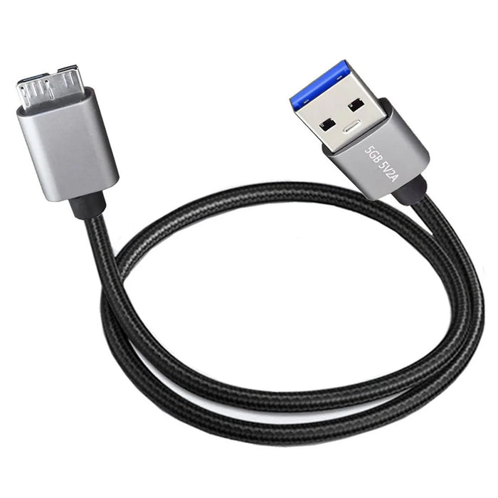 JUNSUNMAY 1m USB-A 3.0 Male to Micro-B Male Nylon Data Transfer Cable for Hard Drive Camera - 1