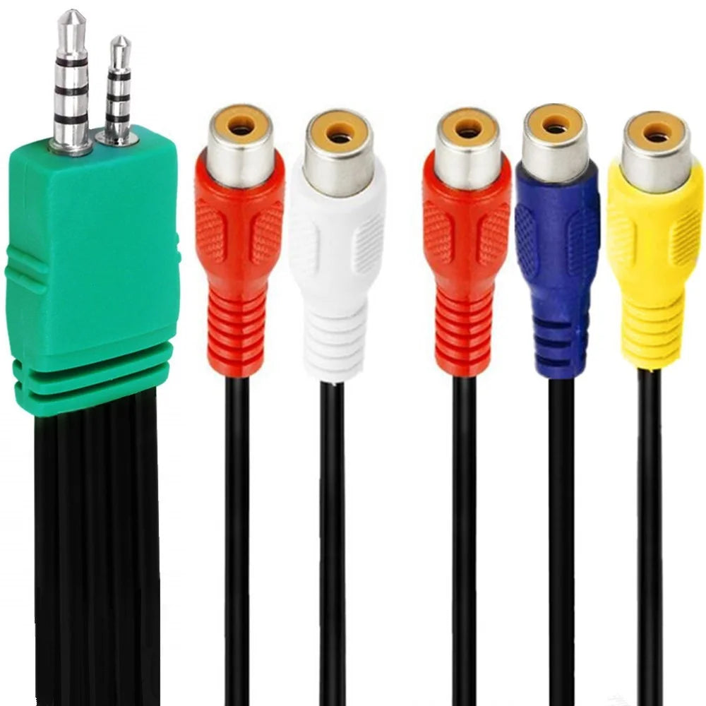 JUNSUNMAY 0.3m 3.5mm+2.5mm Male Plug to 5x RCA Female AV Adapter Cable for Samsung LED TV BN3901154W BN39-01154W - 2