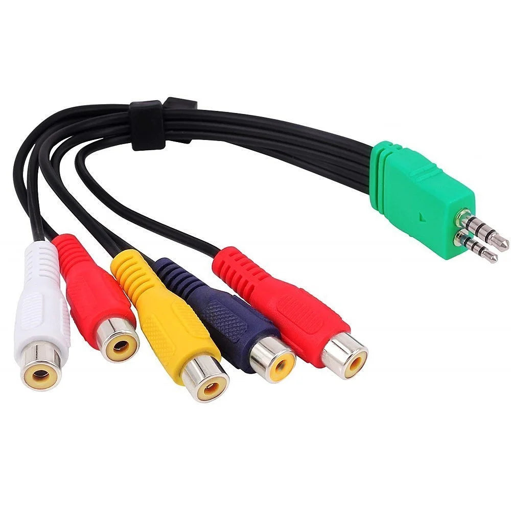 JUNSUNMAY 0.3m 3.5mm+2.5mm Male Plug to 5x RCA Female AV Adapter Cable for Samsung LED TV BN3901154W BN39-01154W - 3