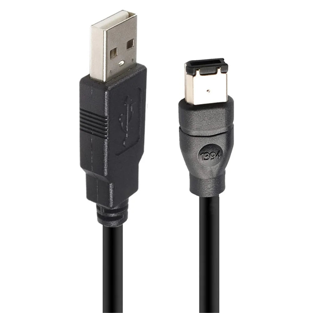 JUNSUNMAY 3m 480Mbps Firewire IEEE 1394 6 Pin Male to USB 2.0 Male Adapter Converter Cable - 1