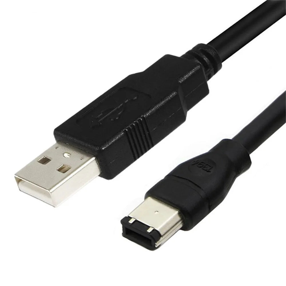 JUNSUNMAY 3m 480Mbps Firewire IEEE 1394 6 Pin Male to USB 2.0 Male Adapter Converter Cable - 2