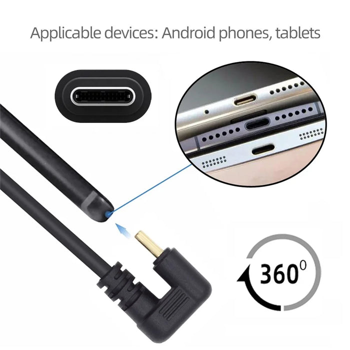 UC-023-OS 1m USB2.0 Type A to Type C Opposite U Shape Back Angled 480Mbps Power Data Cable - 6