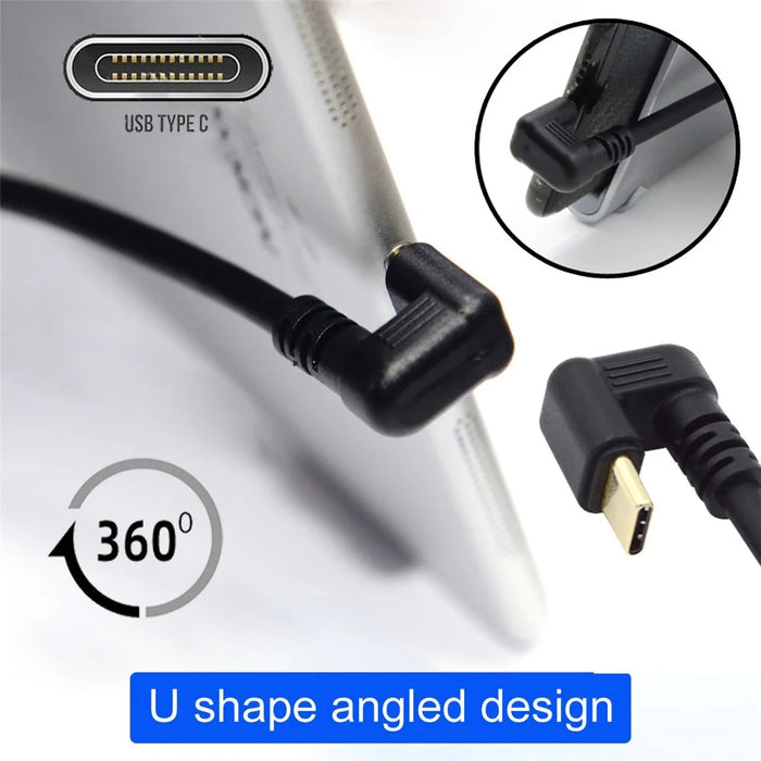 UC-023-OS 1m USB2.0 Type A to Type C Opposite U Shape Back Angled 480Mbps Power Data Cable - 7