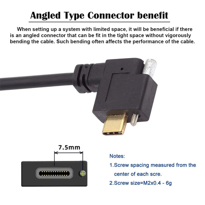 UC-041-RI 0.3m USB 3.1 Type C Right Angled Male to Female Extension Data  Screw Locking Cable - 3