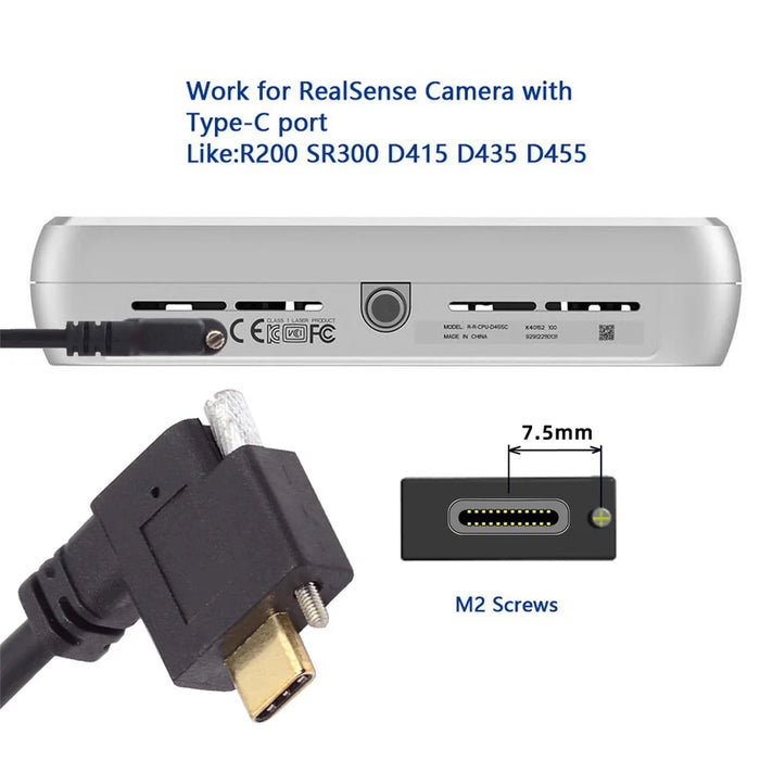 UC-041-RI 0.3m USB 3.1 Type C Right Angled Male to Female Extension Data  Screw Locking Cable - 4