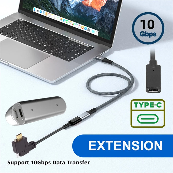 UC-041-RI 0.3m USB 3.1 Type C Right Angled Male to Female Extension Data  Screw Locking Cable - 7