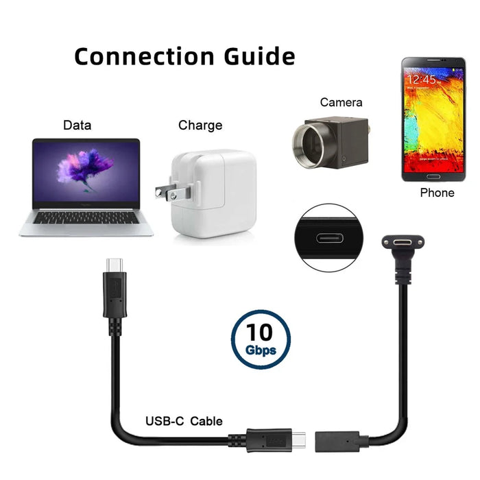 UC-041-UP 0.3m USB 3.1 Type C Up Angled Male to Female Extension Data  Screw Locking Cable - 6