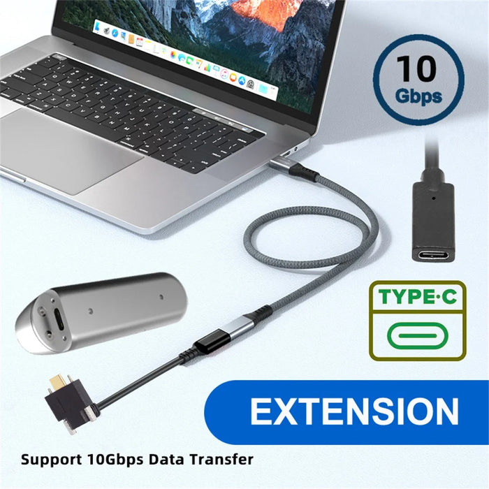UC-041-UP 0.3m USB 3.1 Type C Up Angled Male to Female Extension Data  Screw Locking Cable - 7