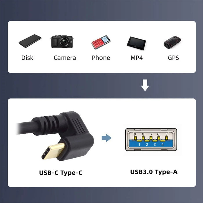 UC-101-LE 0.3m 5Gbps USB3.0 Type-A to Type-C Opposite U Shape 90-degree Left Angled Cable - 4