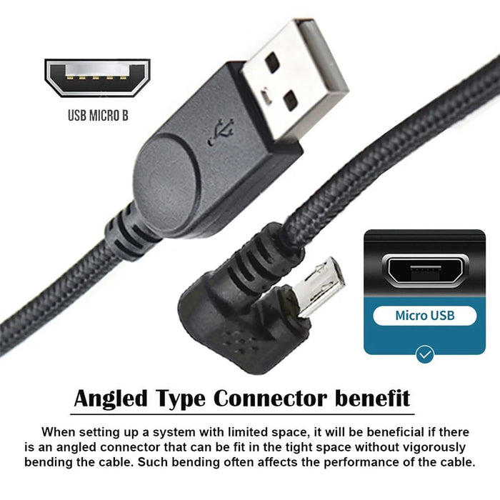 U2-089-OS 1.5m USB2.0 to Micro USB Data Cable 480Mbps U-Shape Angled Micro Power Cable - 3