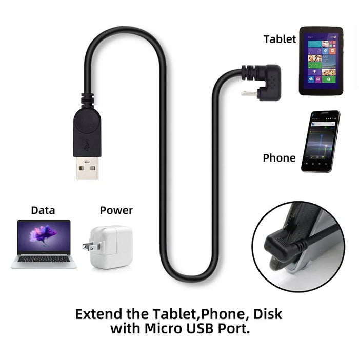 U2-089-OS 1.5m USB2.0 to Micro USB Data Cable 480Mbps U-Shape Angled Micro Power Cable - 6