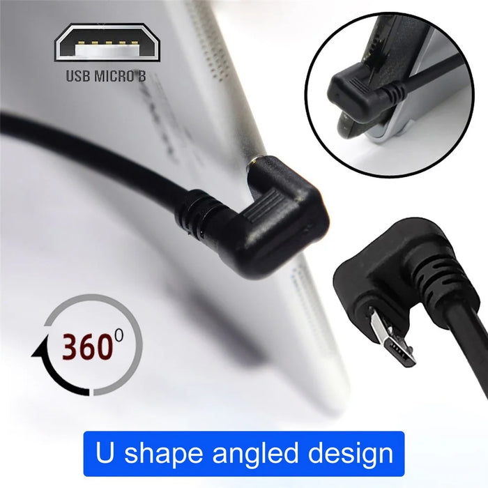 U2-089-OS 1.5m USB2.0 to Micro USB Data Cable 480Mbps U-Shape Angled Micro Power Cable - 7