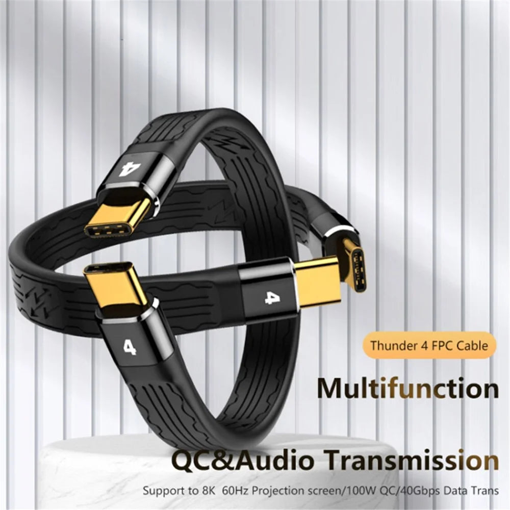 22cm Thunderbolt 4 Type-C Male to Male Cable PD 100W FPC Flexible Charging Data Cable - 2