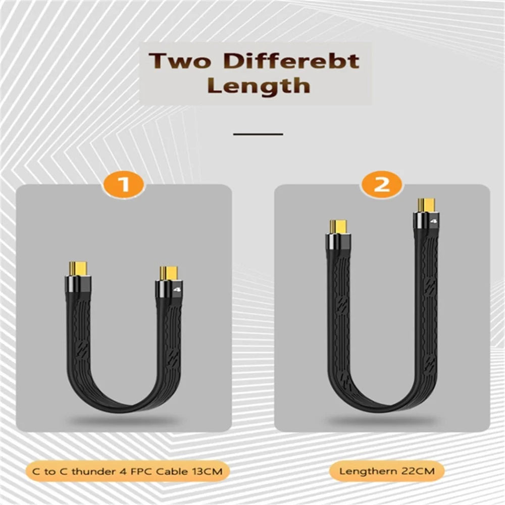 22cm Thunderbolt 4 Type-C Male to Male Cable PD 100W FPC Flexible Charging Data Cable - 5