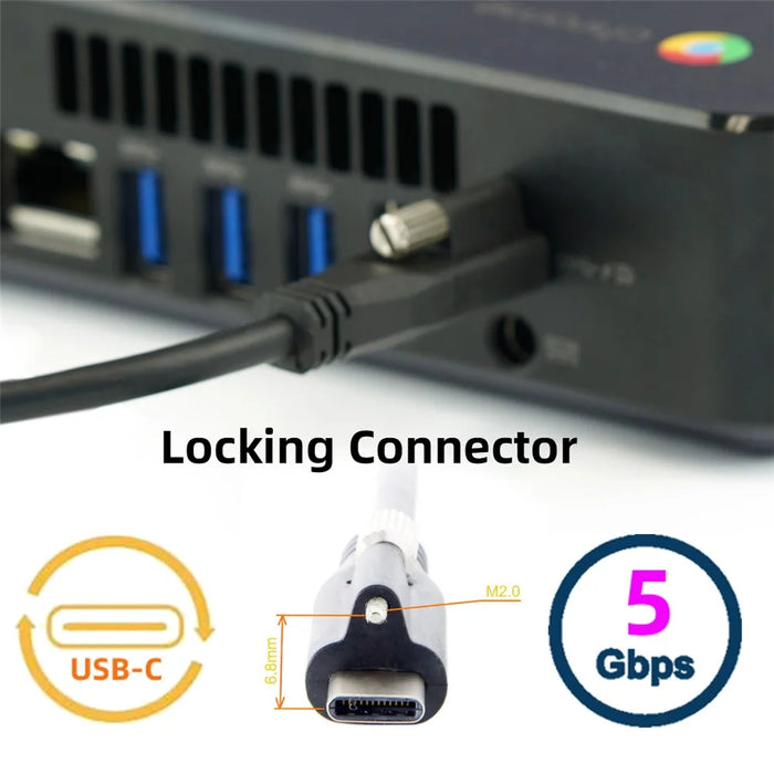 UC-047-1.2M USB 3.1 Type-C Locking Connector to USB 3.1 Type-C Cable for Camera with Panel Mount Screw - 4