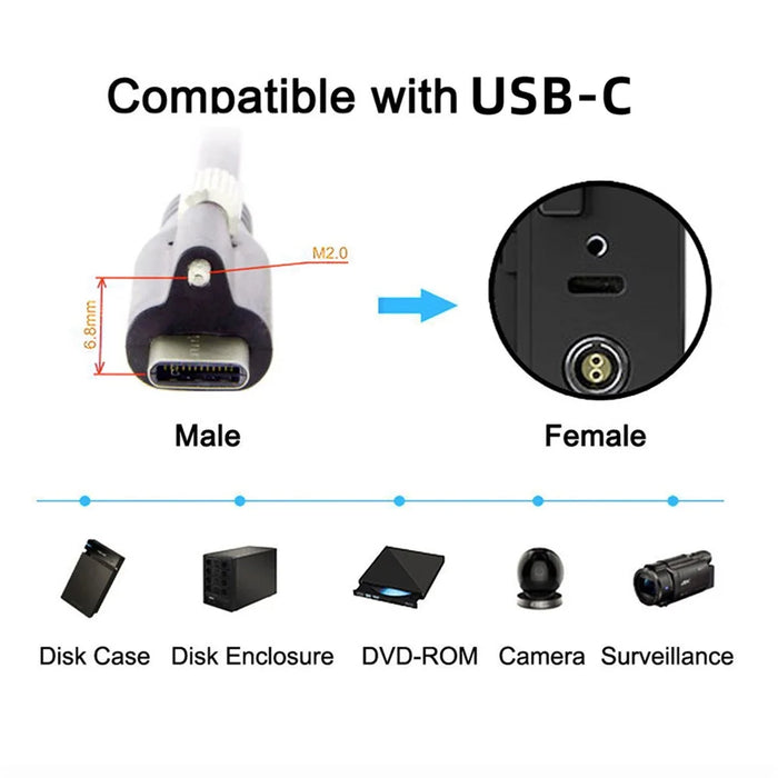 UC-047-1.2M USB 3.1 Type-C Locking Connector to USB 3.1 Type-C Cable for Camera with Panel Mount Screw - 6