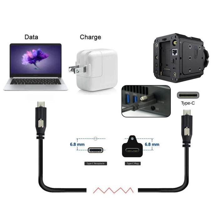 UC-047-1.2M USB 3.1 Type-C Locking Connector to USB 3.1 Type-C Cable for Camera with Panel Mount Screw - 7