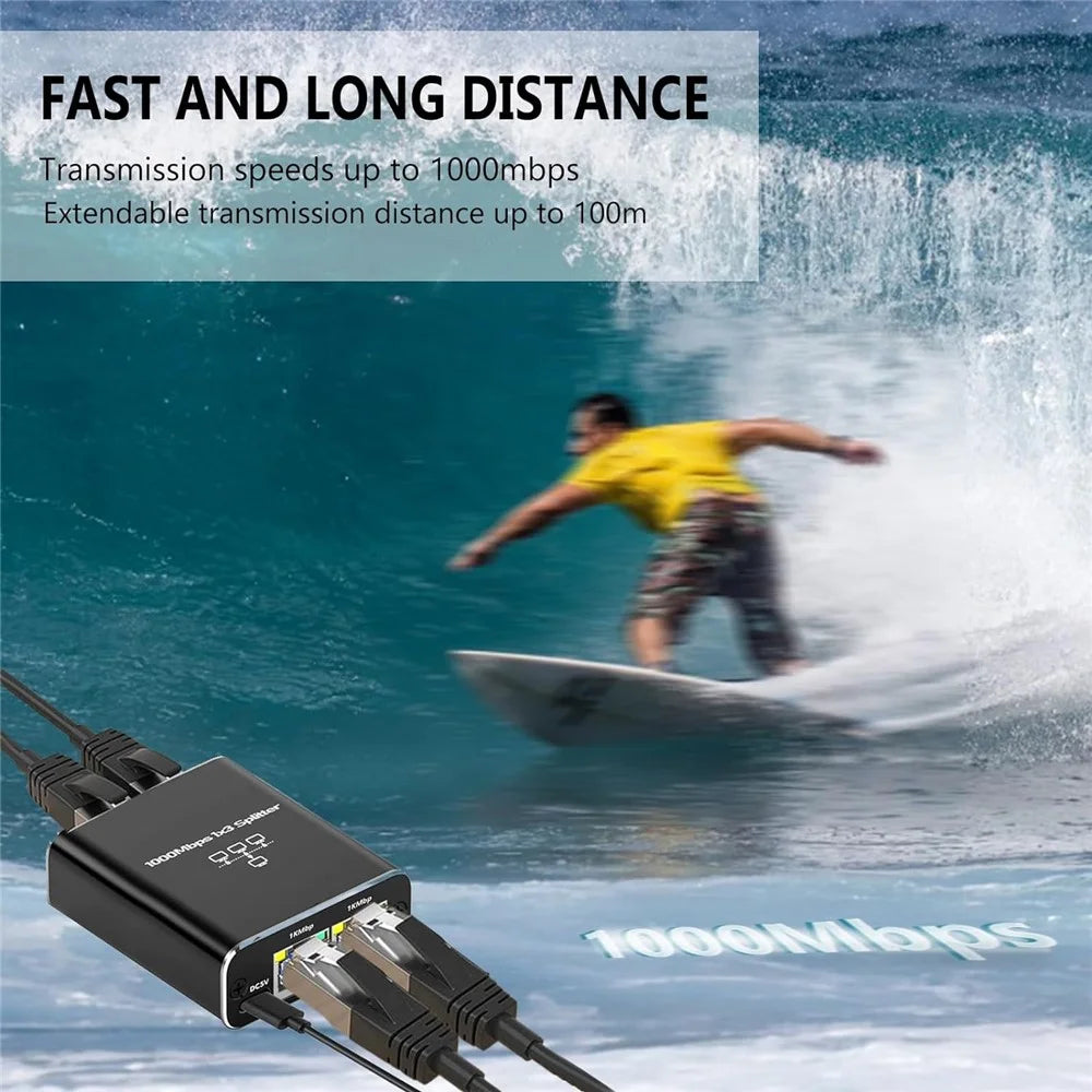 RJ45 Gigabit Network Distributor 1000Mbps 1x3 Splitter for PC / Router / Projector - 3