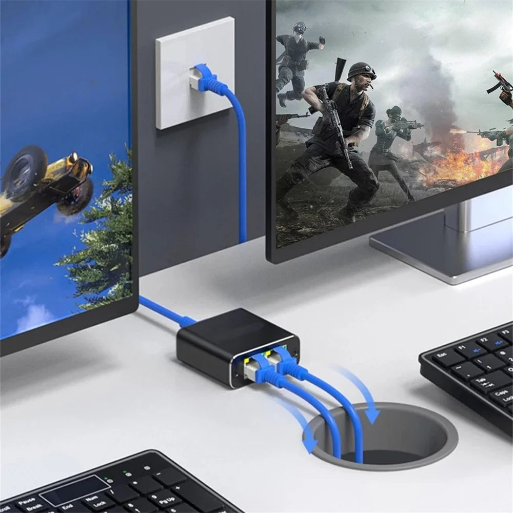 RJ45 Gigabit Network Distributor 1000Mbps 1x3 Splitter for PC / Router / Projector - 5