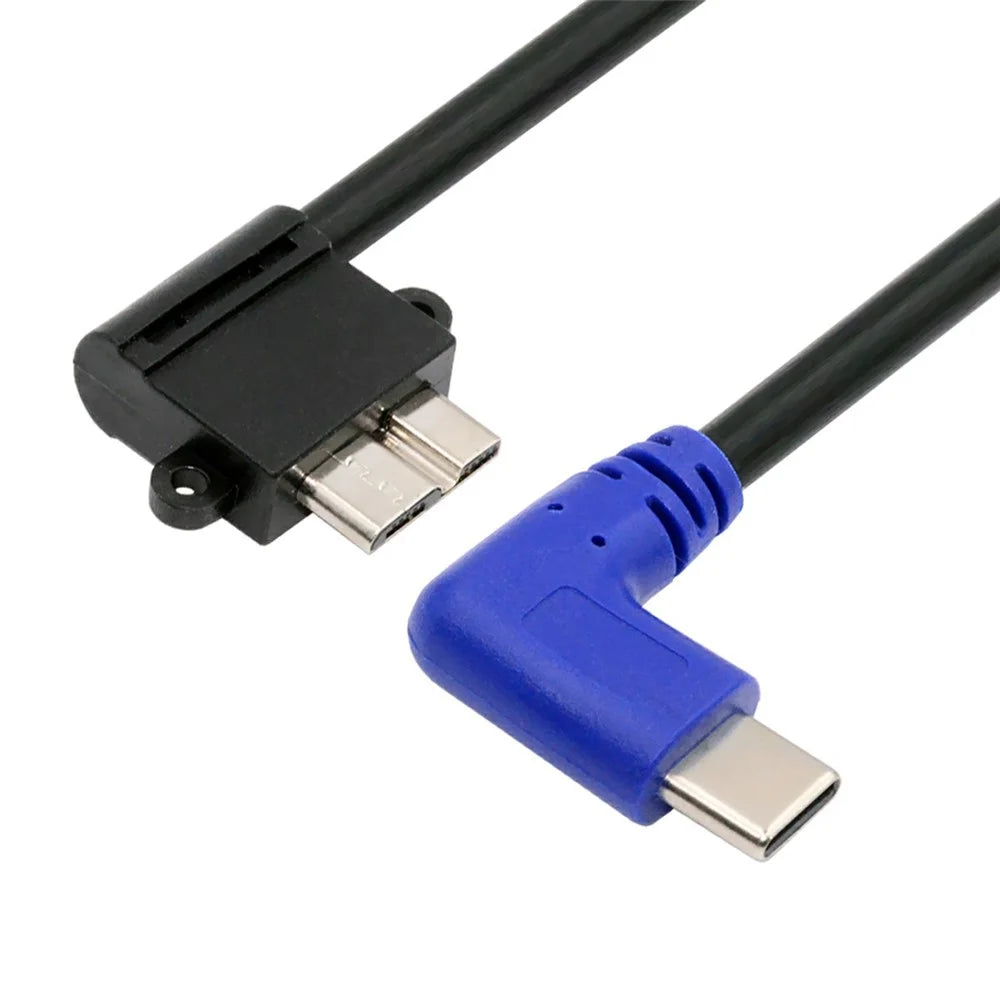 UC-166 30cm USB-C Male to Micro-B USB3.0 Male 90-Degree Right Angled Cable for Industrial Camera - 1