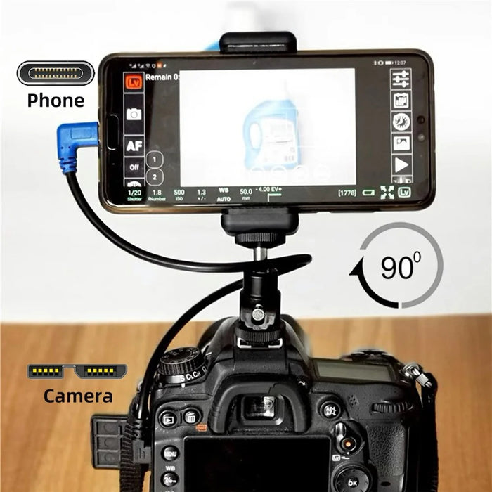 UC-166 30cm USB-C Male to Micro-B USB3.0 Male 90-Degree Right Angled Cable for Industrial Camera - 5