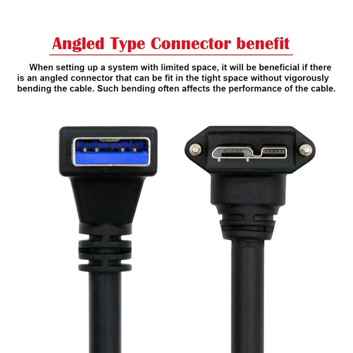 U3-078-UP 25cm Down Angled USB 3.0 Male to Micro 3.0 Plug Up Angled Cable - 7