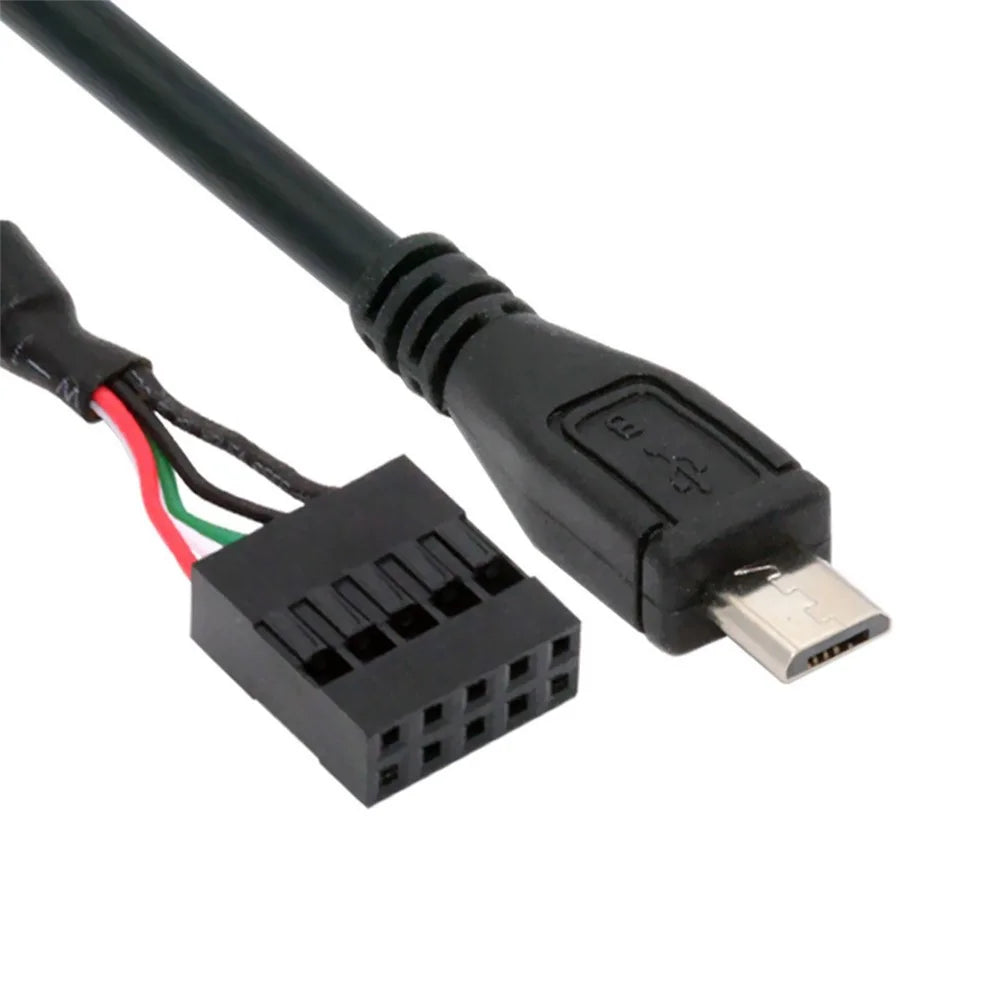 U2-018-MM USB 2.0 Motherboard 9pin 10pin Header to Micro USB 5pin Cable 50cm for Mini Monitor Sensor Panel Camera - 1