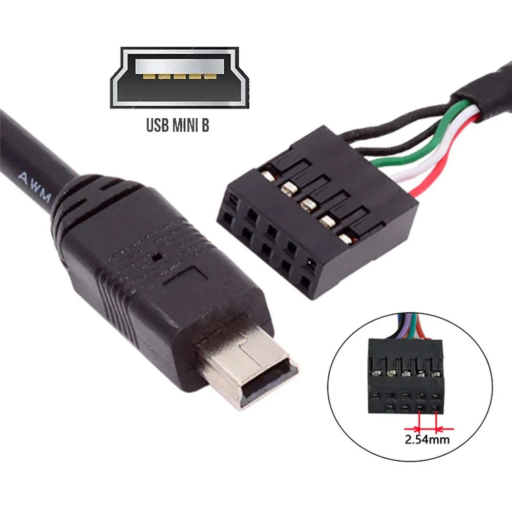 U2-018-MN 50cm USB 2.0 Motherboard 9Pin to Mini USB 5Pin Cable for Mini Monitor Sensor Panel Camera - 5