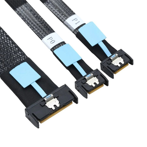 SF-080 PCI-E 5.0 Mini Cool Edge IO MCIO STR PCI-E 8i 74Pin Male to Dual MCIO 38Pin Male Extender Cable 50cm - 1