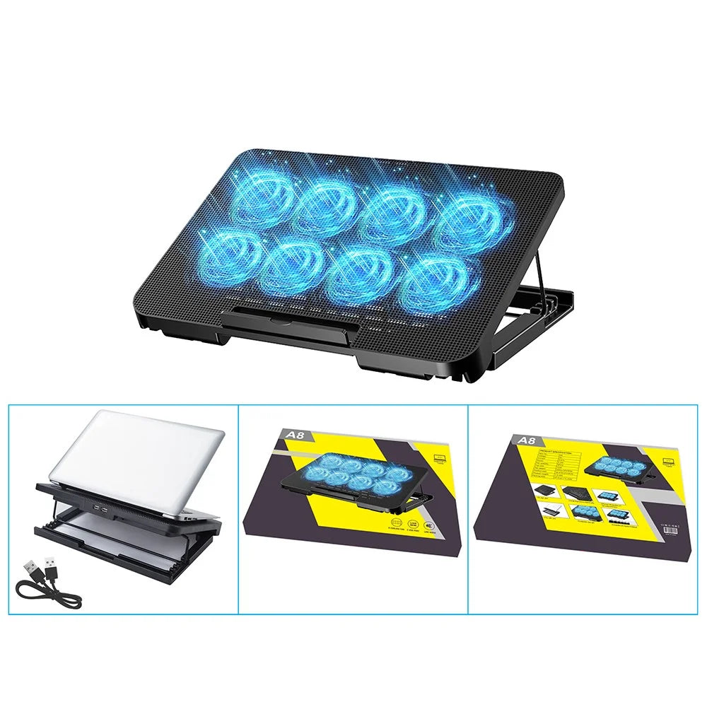 A8 Notebook Computer Cooling Pad Laptop Cooler Cooling Fan Laptop Riser Stand Holder - 7