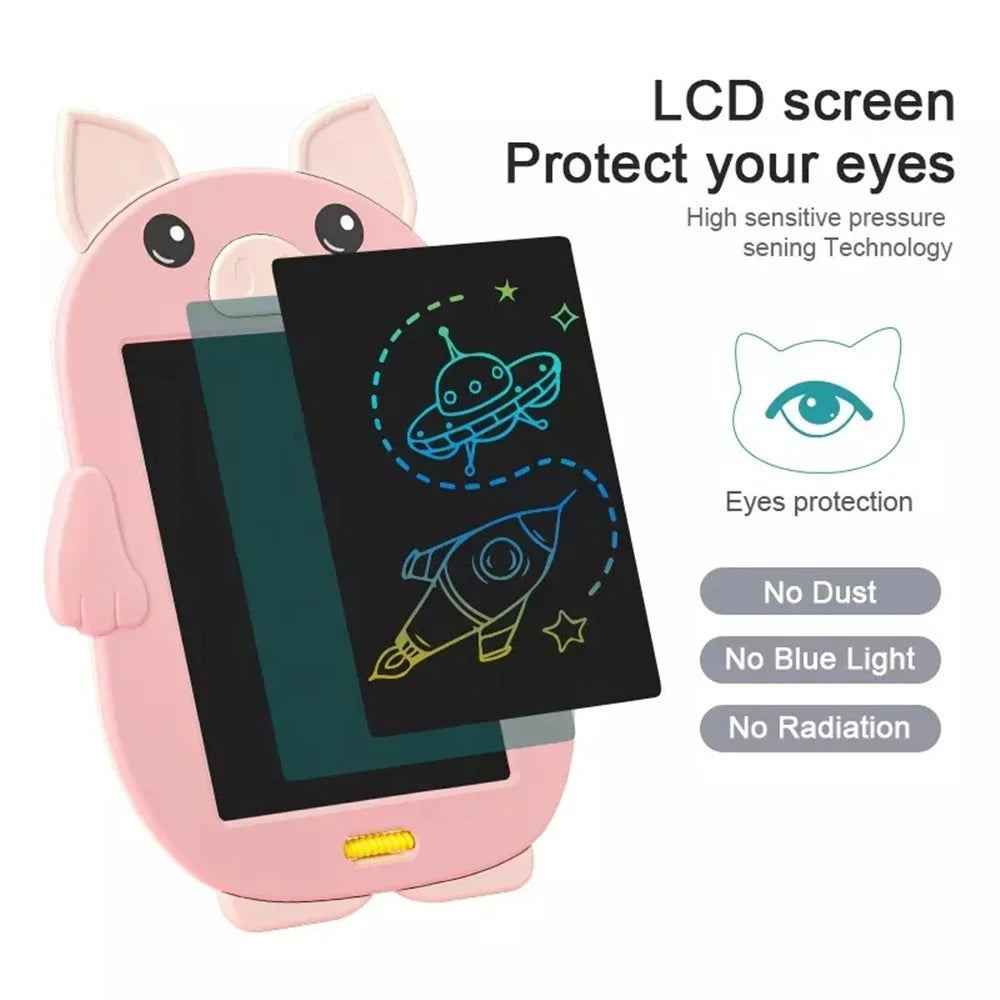 Cute Pig Shaped Children 8.5 Inch LCD Writing Tablet Kids Drawing Pad Handwriting Writing Board for Home School - 6