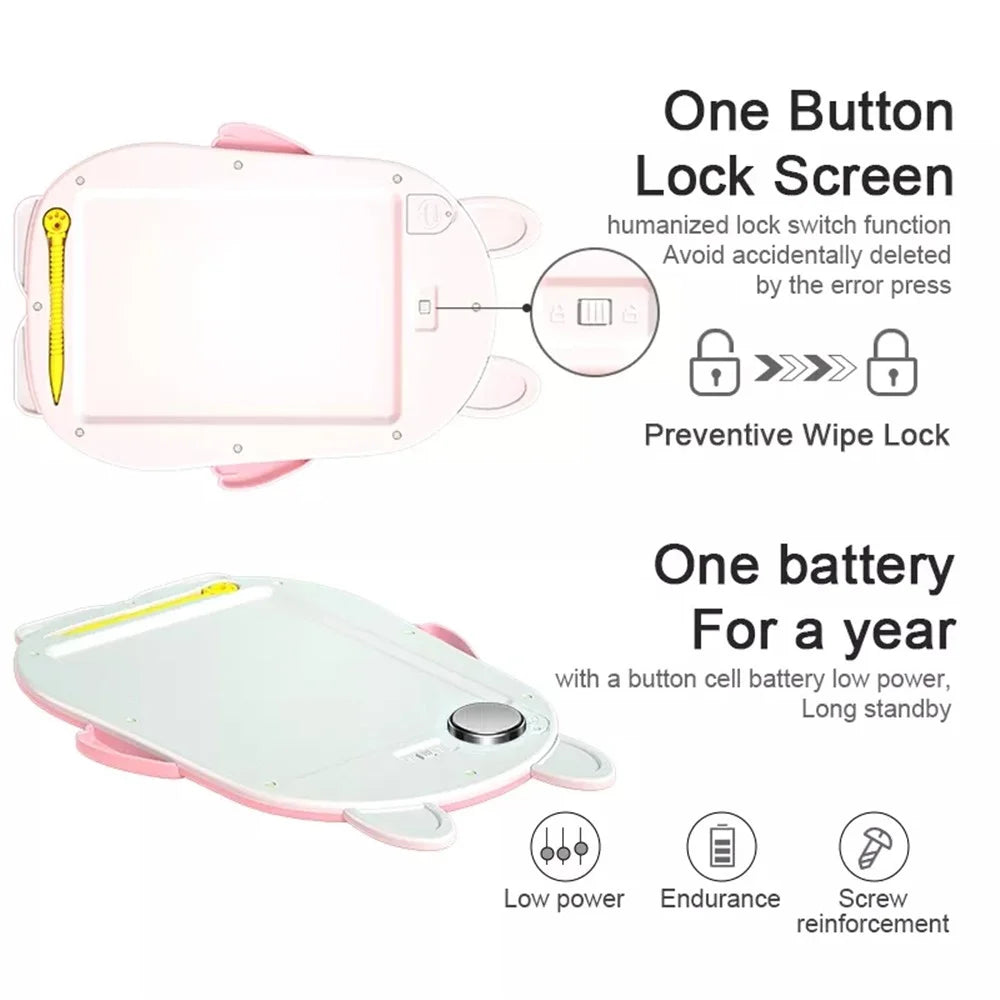 Rabbit Shaped Kids 8.5 Inch LCD Drawing Pad Toddler Boys Girls Doodle Writing Tablet Handwriting Board with Lock Function One-click Erase - 3