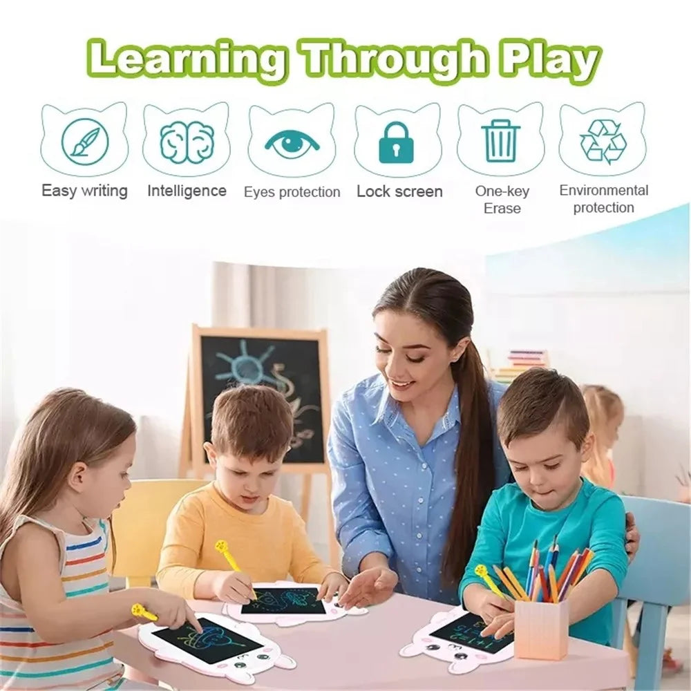Rabbit Shaped Kids 8.5 Inch LCD Drawing Pad Toddler Boys Girls Doodle Writing Tablet Handwriting Board with Lock Function One-click Erase - 6