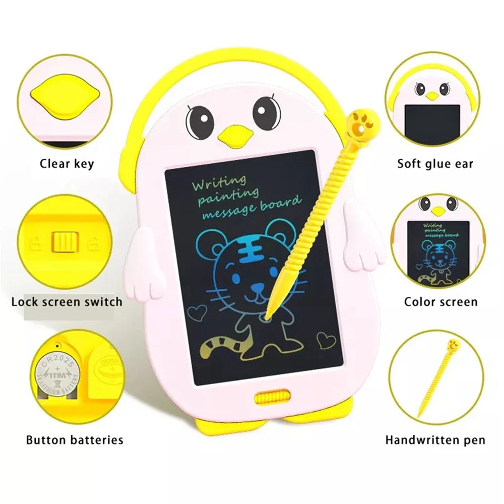 Children Penguin Shaped Doodle 8.5 Inch LCD Writing Tablet Kids Learning Handwriting Board Home School Drawing Pad - 7