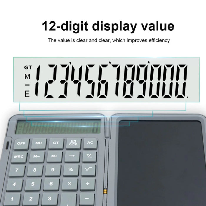 Multifunction 12-Digit Calculator LCD Writing Tablet Handwriting Drawing Tablet Notepad with One-key Lock Screen Function for Office, School, Business - 4