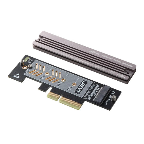 JEYI M.2 to PCIe 4.0 Adapter Card NVMe SSD Expansion Card for Server/PC - Dual Panel Kit/Starfish 2 x 4 + Half-Height Panel - 1