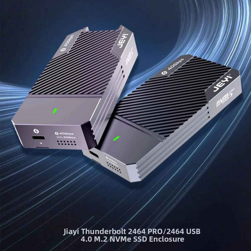 JEYI Thunderbolt 2464 USB4 40Gbps Enclosure M.2 NVMe SSD Aluminum Alloy External Drive Case Support 4TB SSD - 4