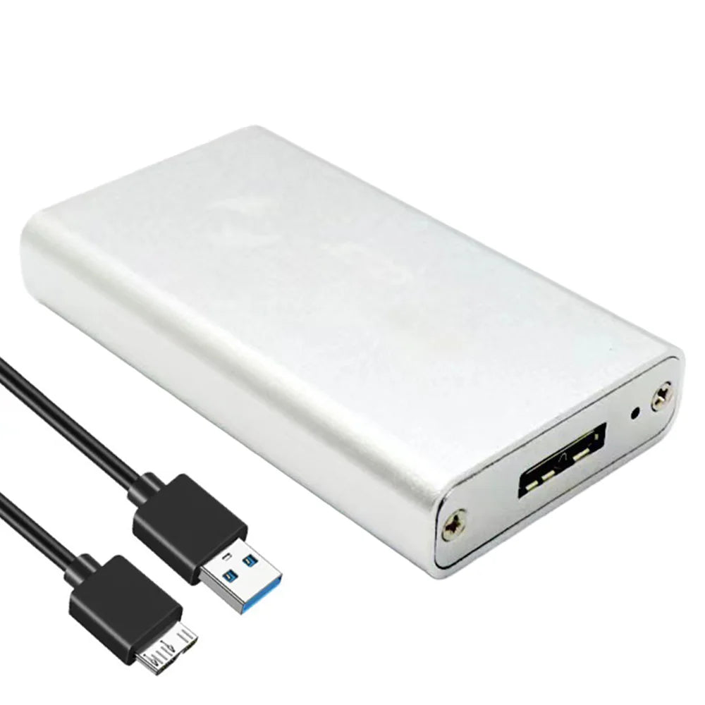M.2 SSD Enclosure Aluminum Alloy MSATA USB 3.0 High Speed Data Transfer External Hard Drive Case for 2230/2242/2260/2280 - Silver - 1