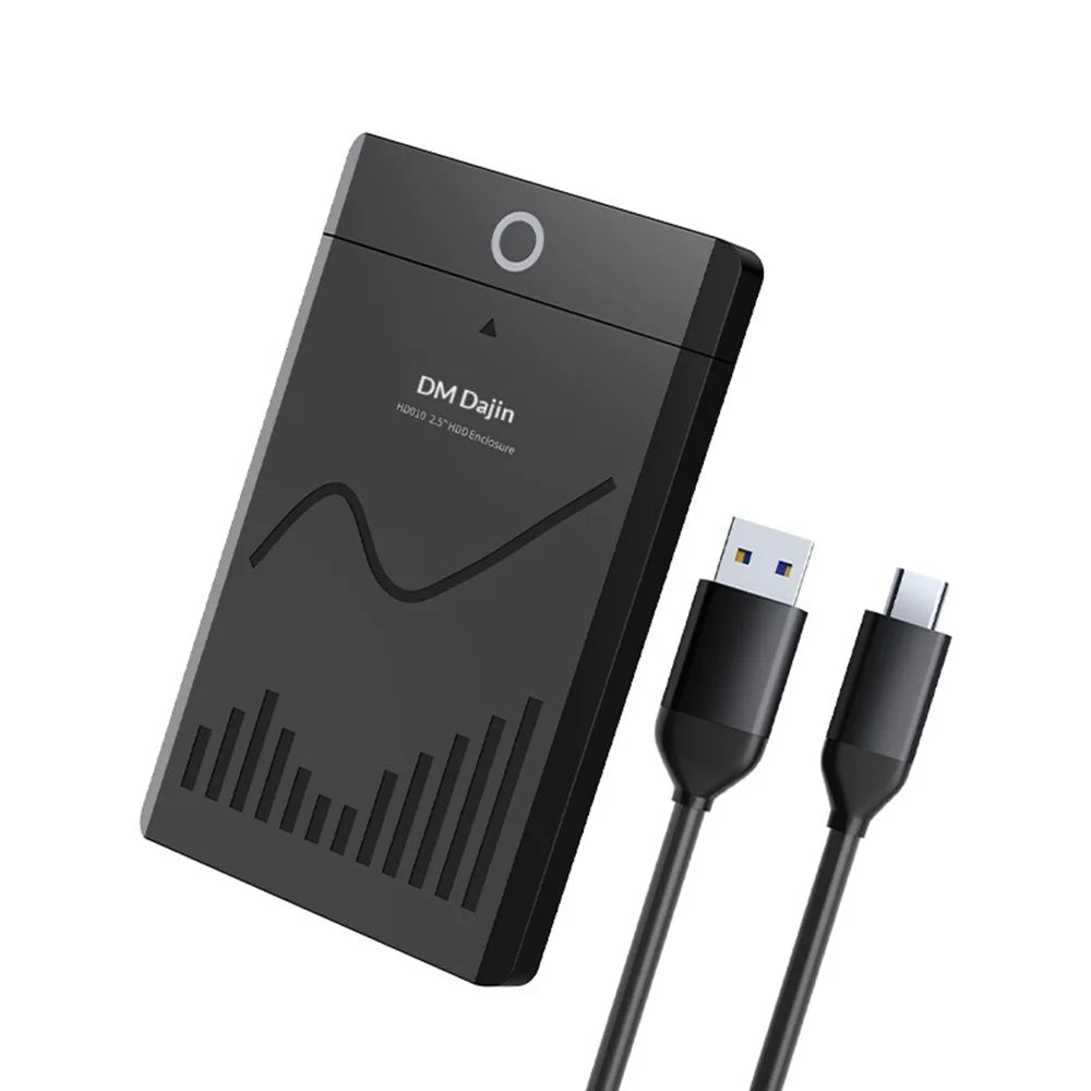 DM HD010 2.5 Inch Type-C USB3.2 Gen1 External Hard Drive Enclosure 5Gbps High Speed Transfer for SATA HDD SSD - Black - 1