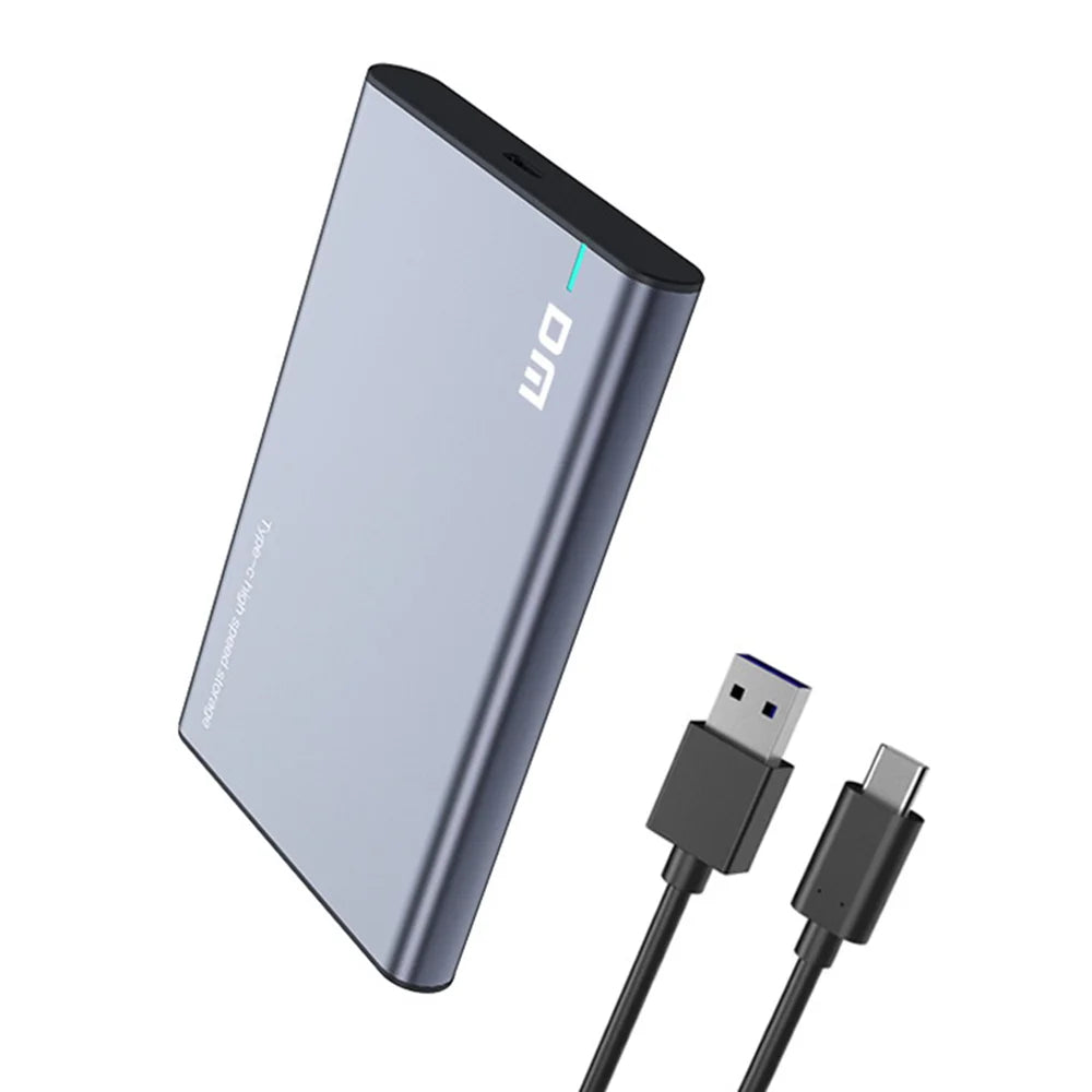 DM HD002 Type-C to SATA 3.0 Aluminum Alloy  External Hard Drive Enclosure 5Gbps High Speed Transfer 2.5 Inch USB 3.0 SSD HDD Case - Grey Black - 1