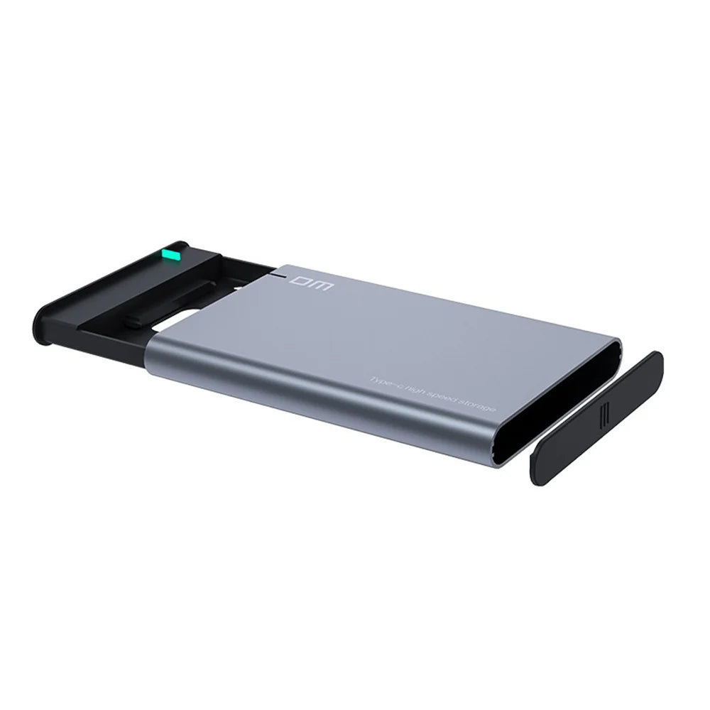 DM HD002 Type-C to SATA 3.0 Aluminum Alloy  External Hard Drive Enclosure 5Gbps High Speed Transfer 2.5 Inch USB 3.0 SSD HDD Case - Grey Black - 6