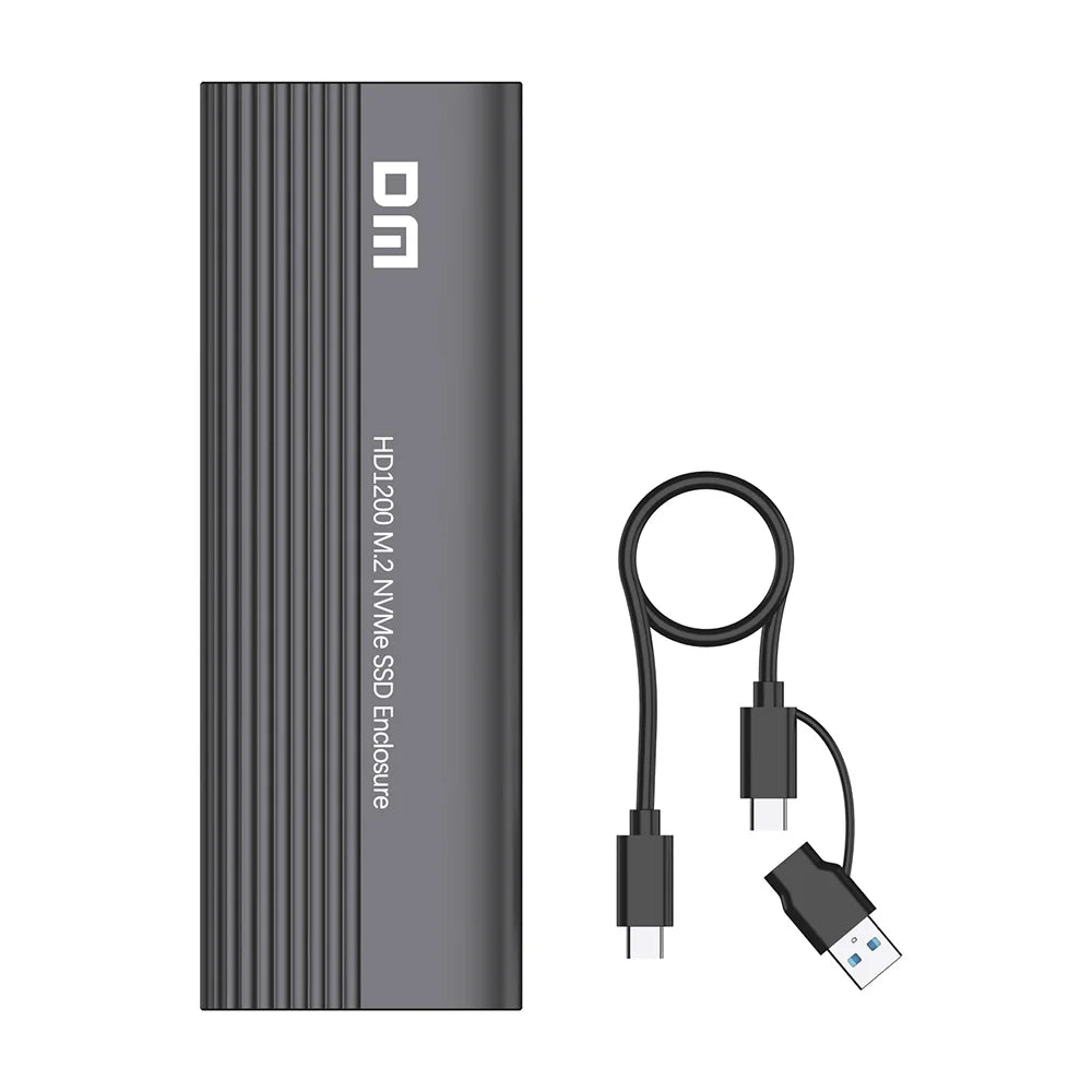 DM HD1200 M.2 NVMe SSD Enclosure USB 3.2 Gen2 Type-C 10Gbps High Speed Transfer External Hard Drive Case - Gray - 1