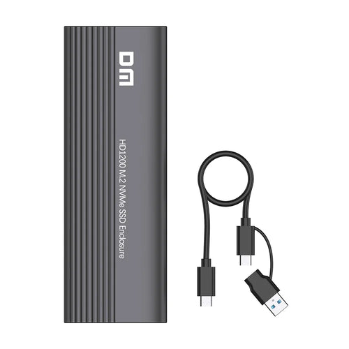 DM HD1200 M.2 NVMe SSD Enclosure USB 3.2 Gen2 Type-C 10Gbps High Speed Transfer External Hard Drive Case - Gray - 1
