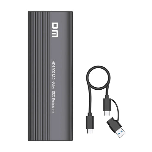 DM HD1200 M.2 NVMe SSD Enclosure USB 3.2 Gen2 Type-C 10Gbps High Speed Transfer External Hard Drive Case - Gray - 1