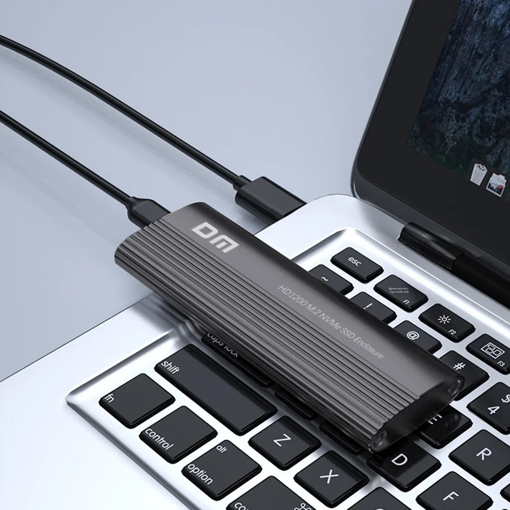 DM HD1200 M.2 NVMe SSD Enclosure USB 3.2 Gen2 Type-C 10Gbps High Speed Transfer External Hard Drive Case - Gray - 2
