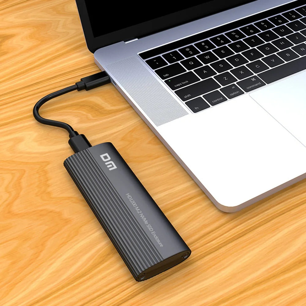 DM HD1200 M.2 NVMe SSD Enclosure USB 3.2 Gen2 Type-C 10Gbps High Speed Transfer External Hard Drive Case - Gray - 3