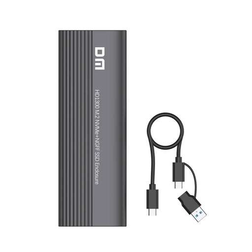 DM HD1300 USB 3.2 Gen2 10Gbps M.2 NVME + NGFF SSD Enclosure Support NVMe SATA 2230-2280 for PC/Mac/Android - Dark Gray - 1