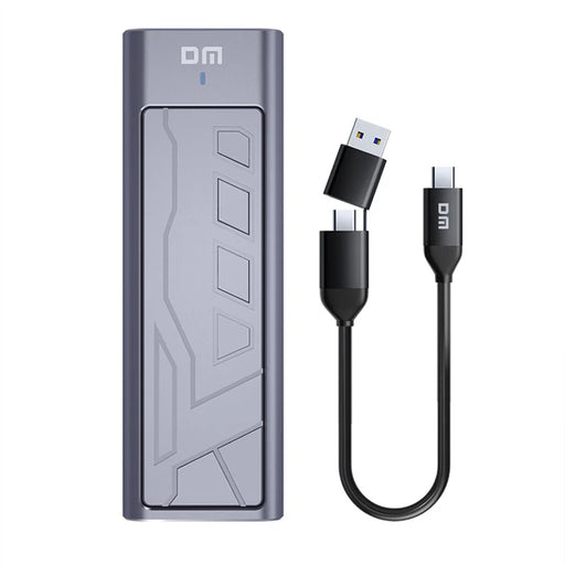 DM HD2000 M.2 NVMe SATA Dual Protocol SSD Enclosure 20Gbps USB 3.2 Gen2 x 2 External Hard Drive Case with RGB Breathing Light - Gray - 1