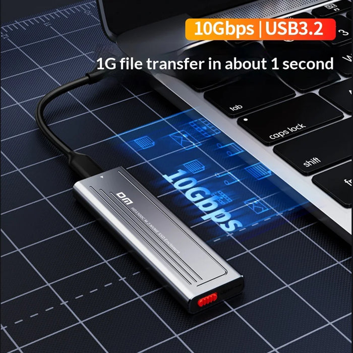 DM HD1500C M.2 NVMe SSD Enclosure 10Gbps USB 3.2 Gen2 External Hard Drive Case Support 2230/2242/2260/2280 - Dark Gray - 2